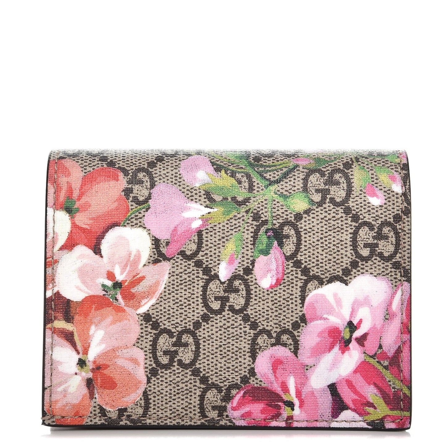 GG Supreme Monogram Blooms Card Case Beige Multicolor Dry Rose