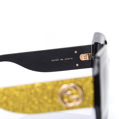 Gucci Square Frame GG0102S Sunglasses Glitter Gold 5 of 8