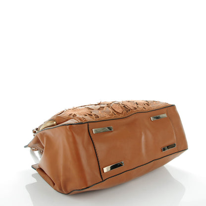 Valentino Garavani Vitello Lace Demetra Satchel Cognac 5 of 8