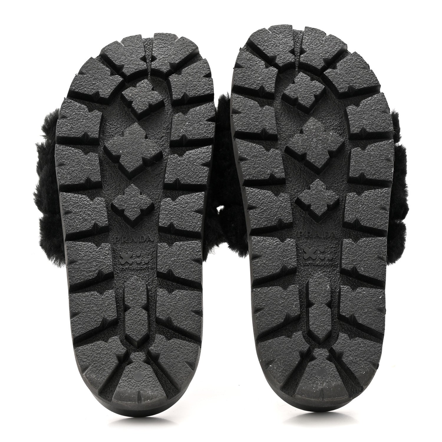 Prada Montone Metal Triangle Logo Lug Sole 20mm Slide Sandals 35 Black 6 of 9