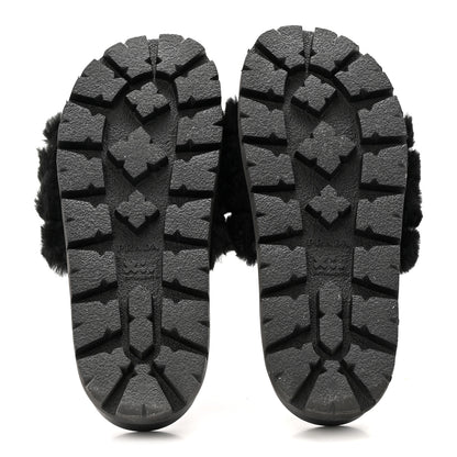 Prada Montone Metal Triangle Logo Lug Sole 20mm Slide Sandals 35 Black 6 of 9