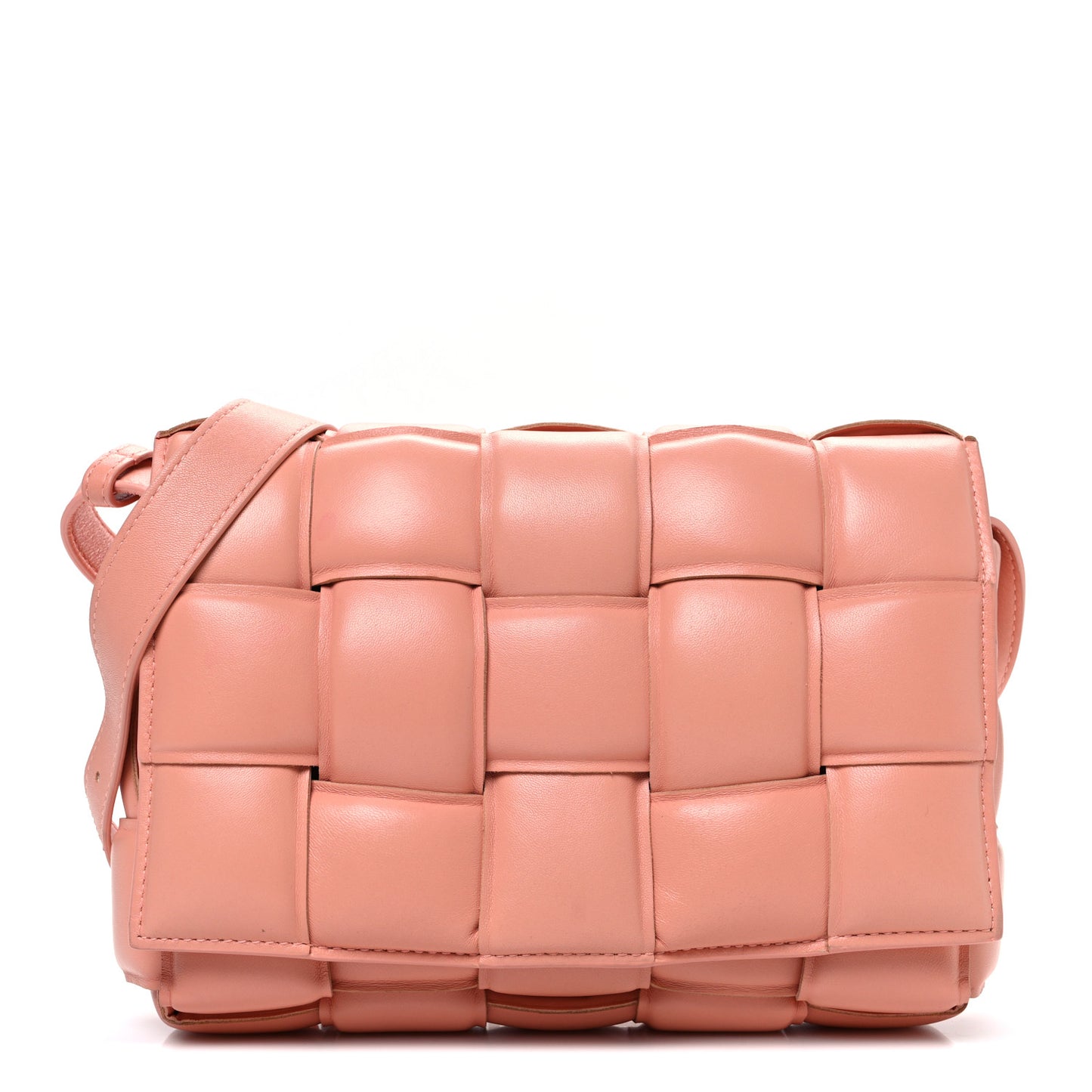 Nappa Maxi Intreccio Padded Cassette Crossbody Bag Peachy Peachy