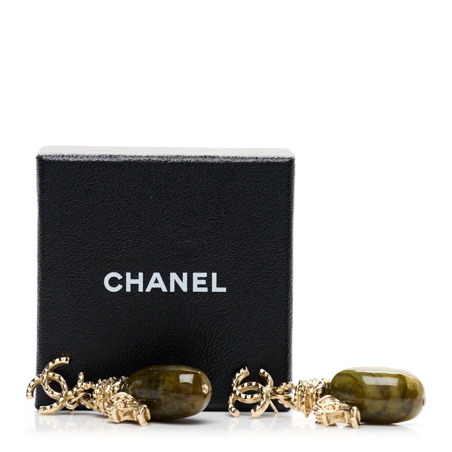 Chanel Labradorite CC Dragon Drop Earrings Gold 5 of 5