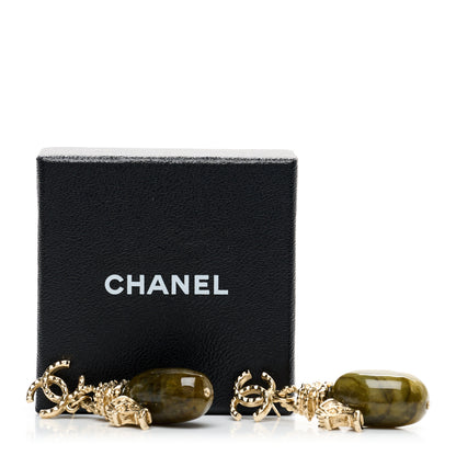 Chanel Labradorite CC Dragon Drop Earrings Gold 5 of 5
