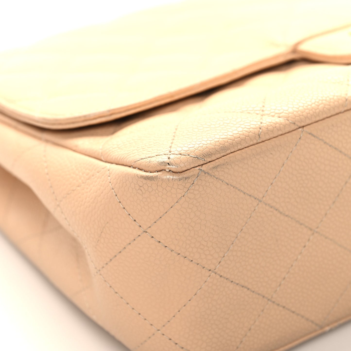 Caviar Quilted Jumbo Single Flap Beige Clair