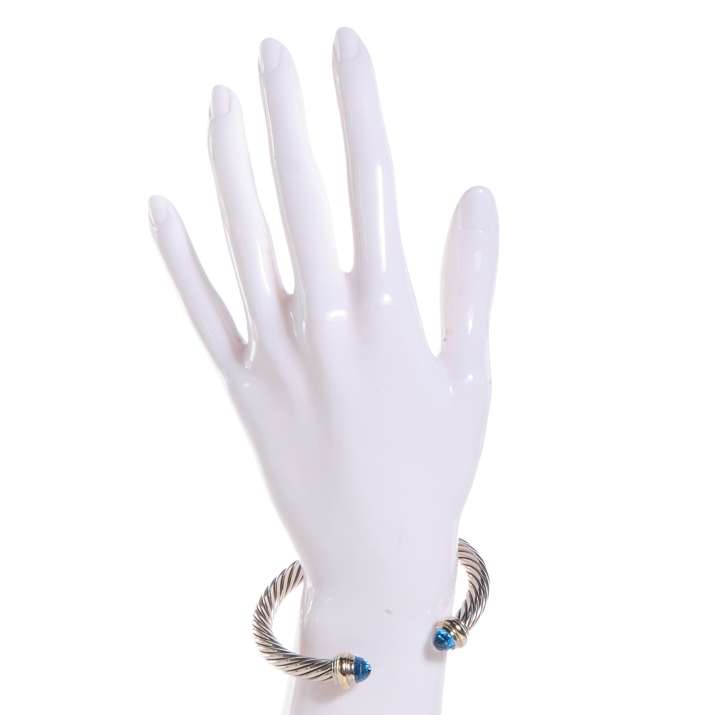 Sterling Silver 14K Yellow Gold Blue Topaz 7mm Cable Classics Bracelet