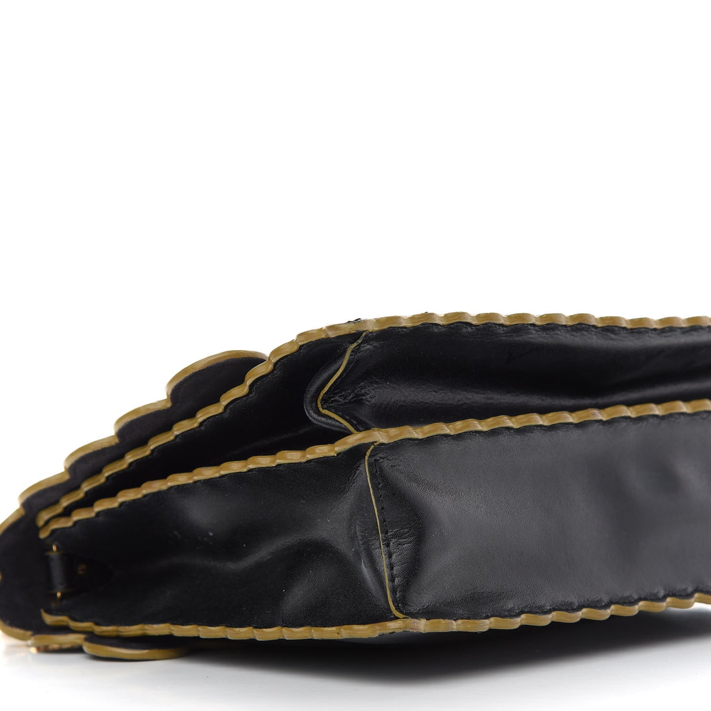 Vitello Liberty Scalloped Studded Kan I Shoulder Bag Black