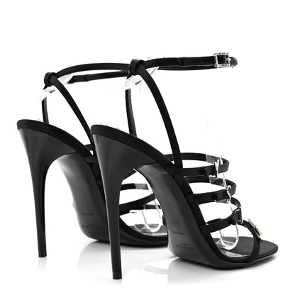 Saint Laurent Crepe Satin Crystal Jerry 110 Sandals 37.5 Black 4 of 8