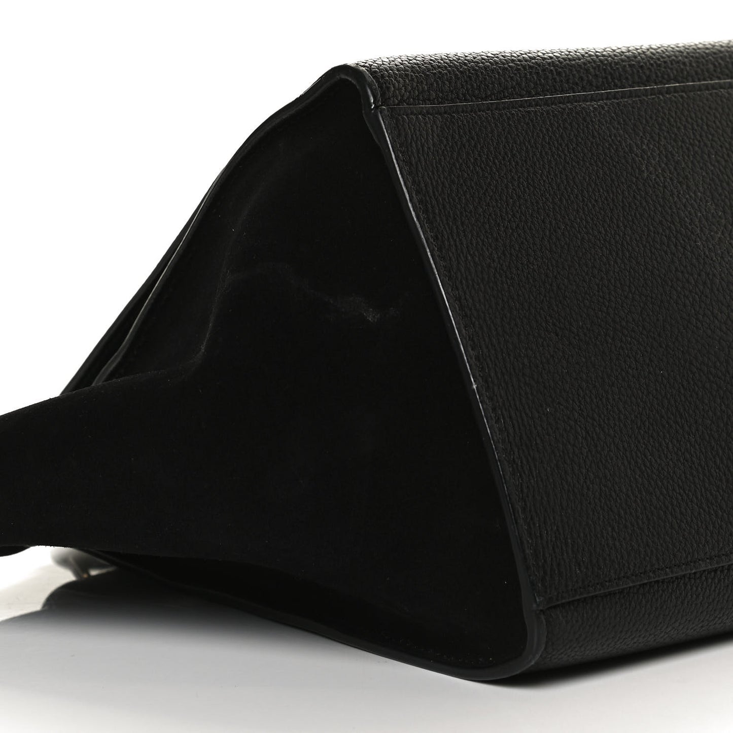 Drummed Calfskin Suede Small Trapeze Black