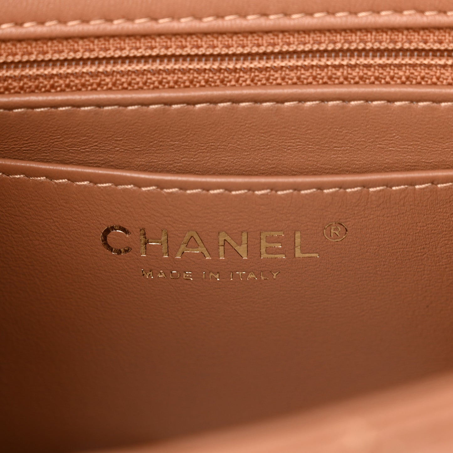 Lambskin Quilted Mini Rectangular Flap Brown