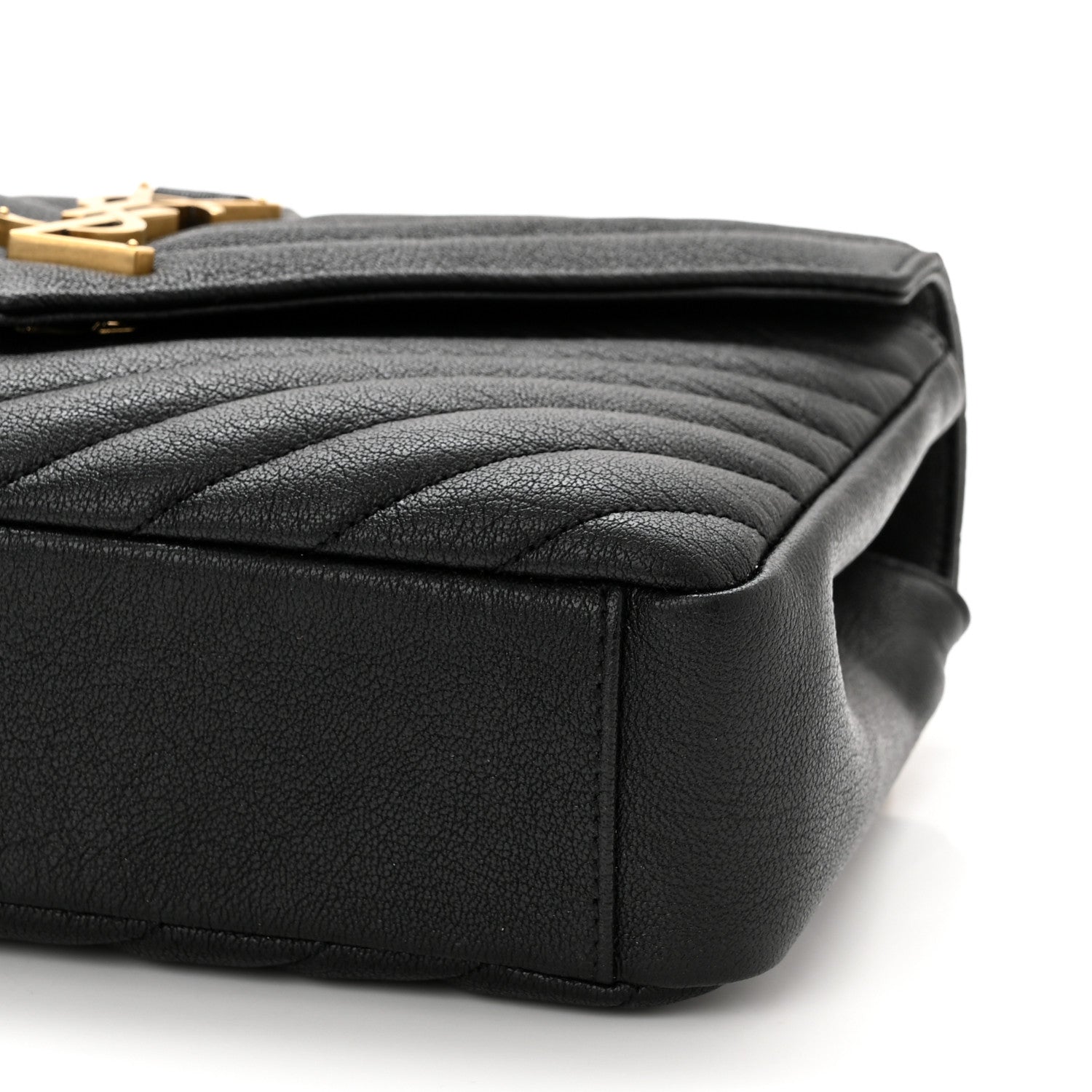 Saint Laurent Sheepskin Matelasse Chevron Monogram Medium College Bag Black 11 of 11