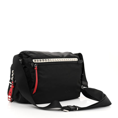 Prada Nylon New Vela Studded Messenger Black Fuoco 3 of 10