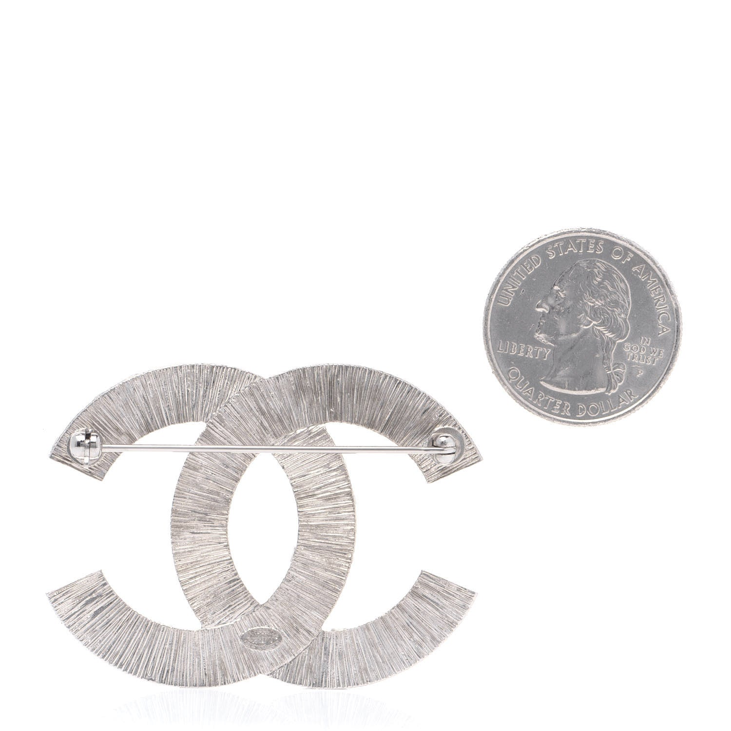 Chanel Baguette Crystal CC Brooch Silver 2 of 7