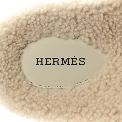 Hermes Suede Goatskin Woolskin Mens Chypre Sandals 41 Brun Fume Ecru 7 of 8