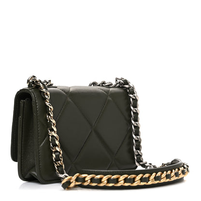 Chanel Lambskin Quilted Chanel 19 Wallet On Chain WOC Dark Green 3 of 11