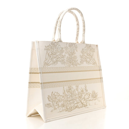 Christian Dior Canvas Embroidered Large Around The World Book Tote Gold 3 of 11