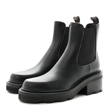 Louis Vuitton Calfskin Monogram Beaubourg Ankle Boots 38.5 Black 5 of 8
