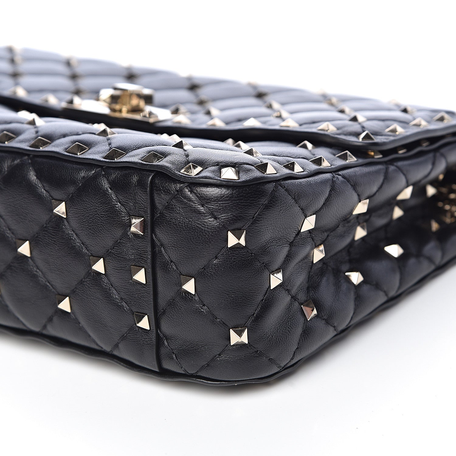 Valentino Garavani Lambskin Medium Rockstud Spike Shoulder Bag Black 9 of 10