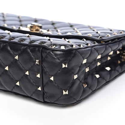 Valentino Garavani Lambskin Medium Rockstud Spike Shoulder Bag Black 9 of 10