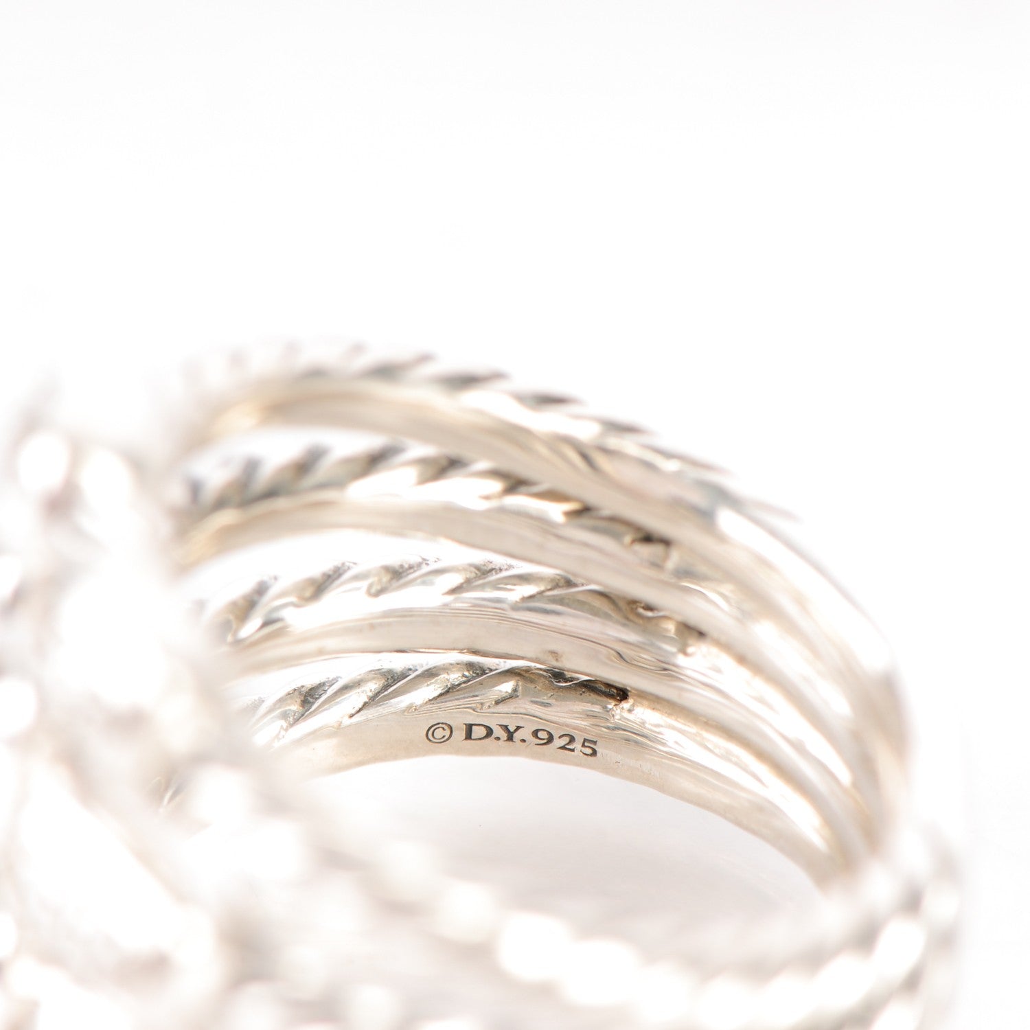 David Yurman Sterling Silver Diamond Confetti 4 Row Ring 8 5 of 5