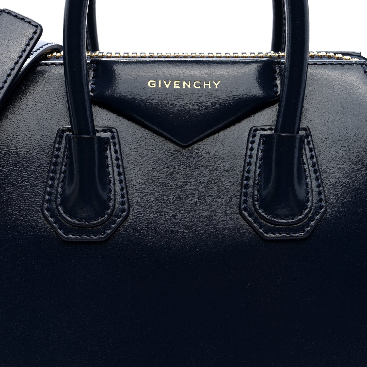 Shiny Lord Calfskin Mini Antigona Navy