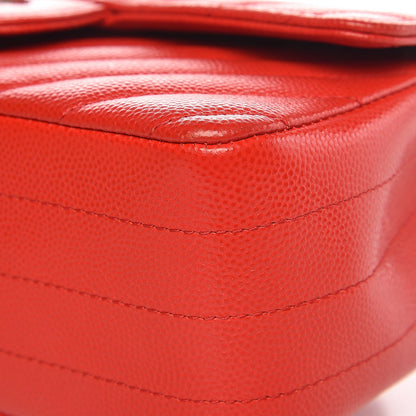 Chanel Caviar Chevron Quilted Mini Rectangular Flap Red 9 of 10