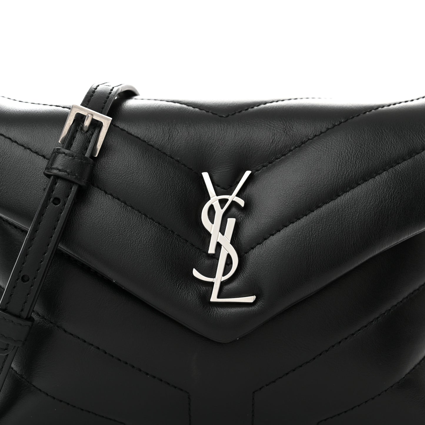 Calfskin Y Quilted Monogram Toy Loulou Crossbody Bag Black