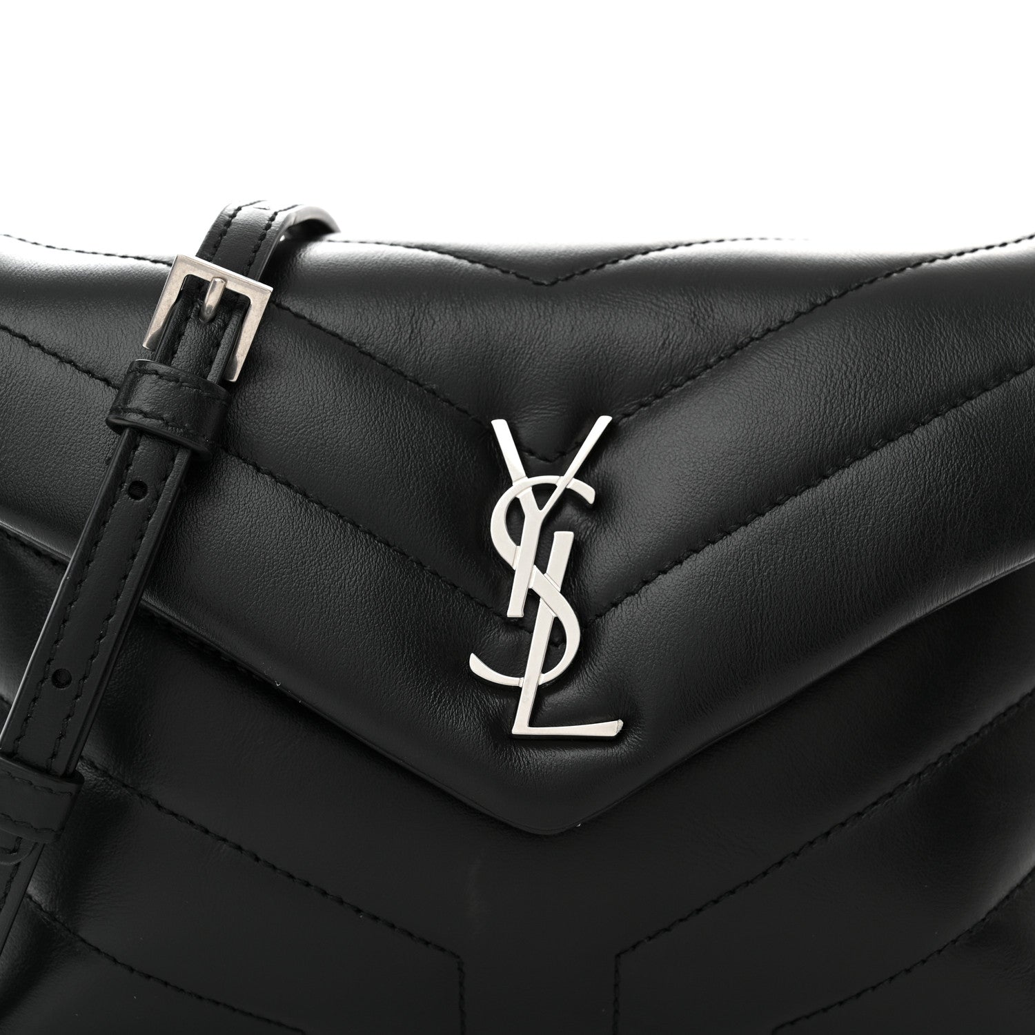 Saint Laurent Calfskin Y Quilted Monogram Toy Loulou Crossbody Bag Black 7 of 10