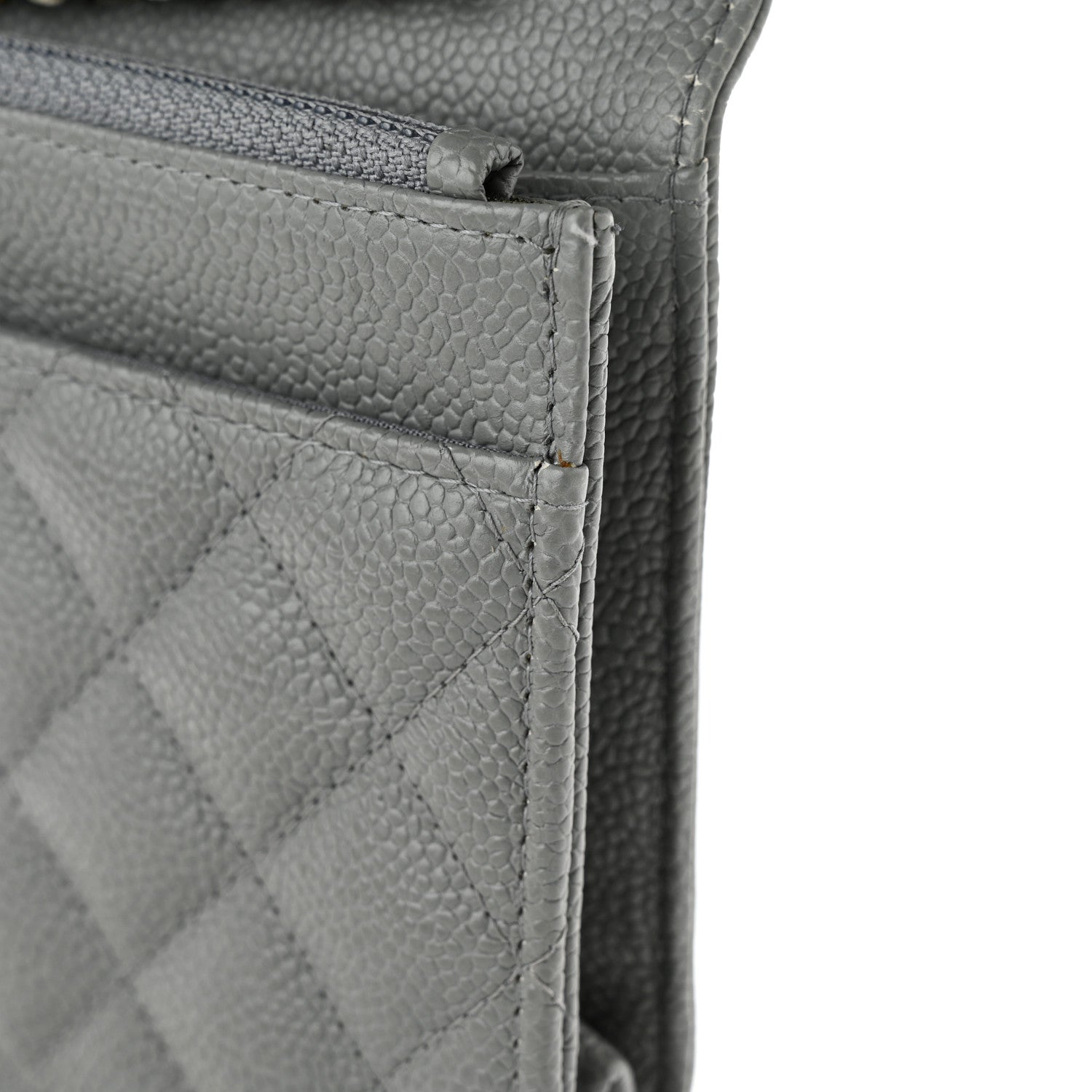 Chanel Caviar Quilted Boy Wallet On Chain WOC Grey 13 of 15