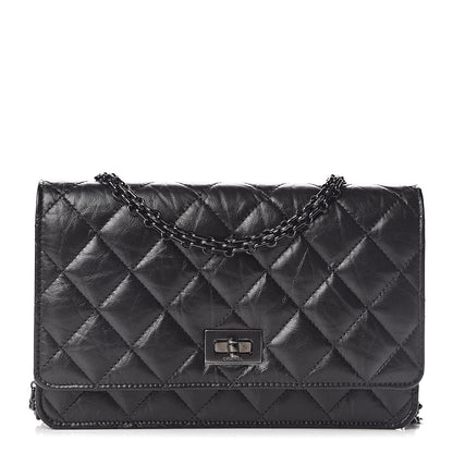 Chanel Aged Calfskin Quilted Reissue Wallet On Chain WOC So Black 1 of 12