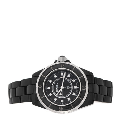 Chanel Stainless Steel Ceramic Diamond 33mm J12 Quartz Watch Black 2 of 5
