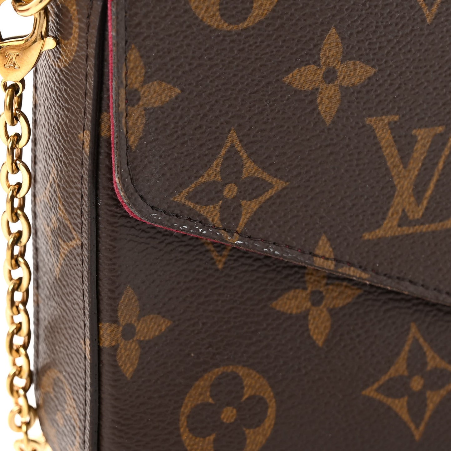 Monogram Pochette Felicie Chain Wallet Fuchsia