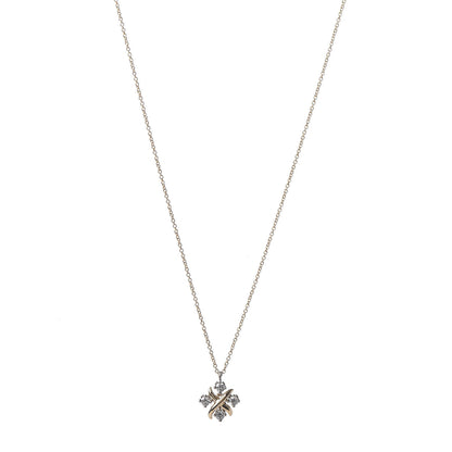 Tiffany Platinum 18K Yellow Gold Diamond Schlumberger Lynn Pendant Necklace 1 of 6