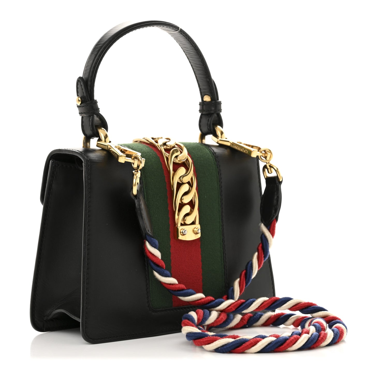 Calfskin Mini Sylvie Top Handle Bag Black