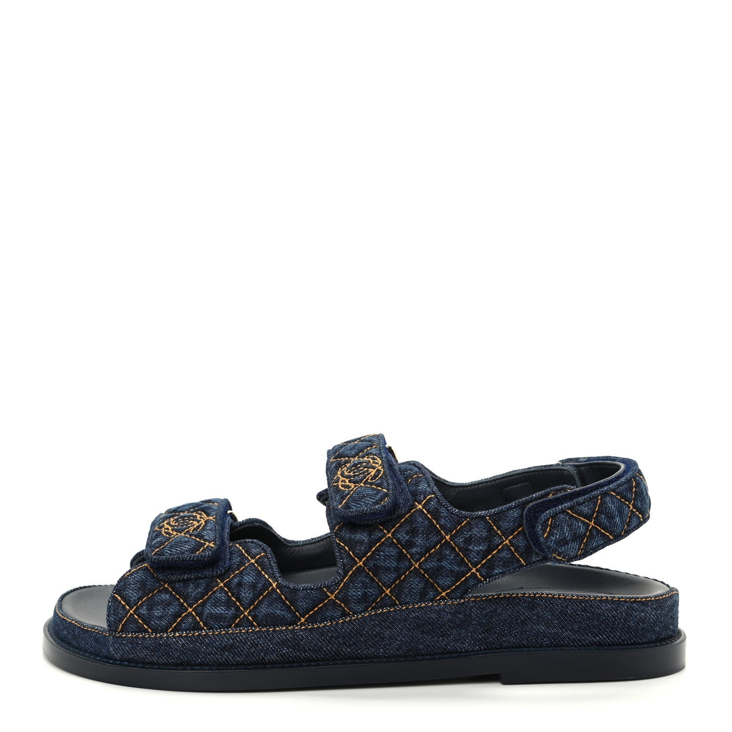 Chanel Denim Velcro Dad Sandals 40 Blue 1 of 11