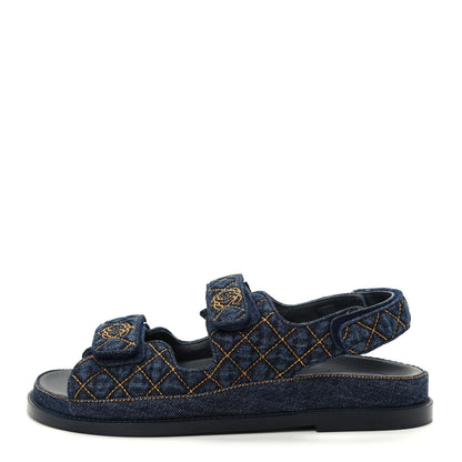 Chanel Denim Velcro Dad Sandals 40 Blue 1 of 11