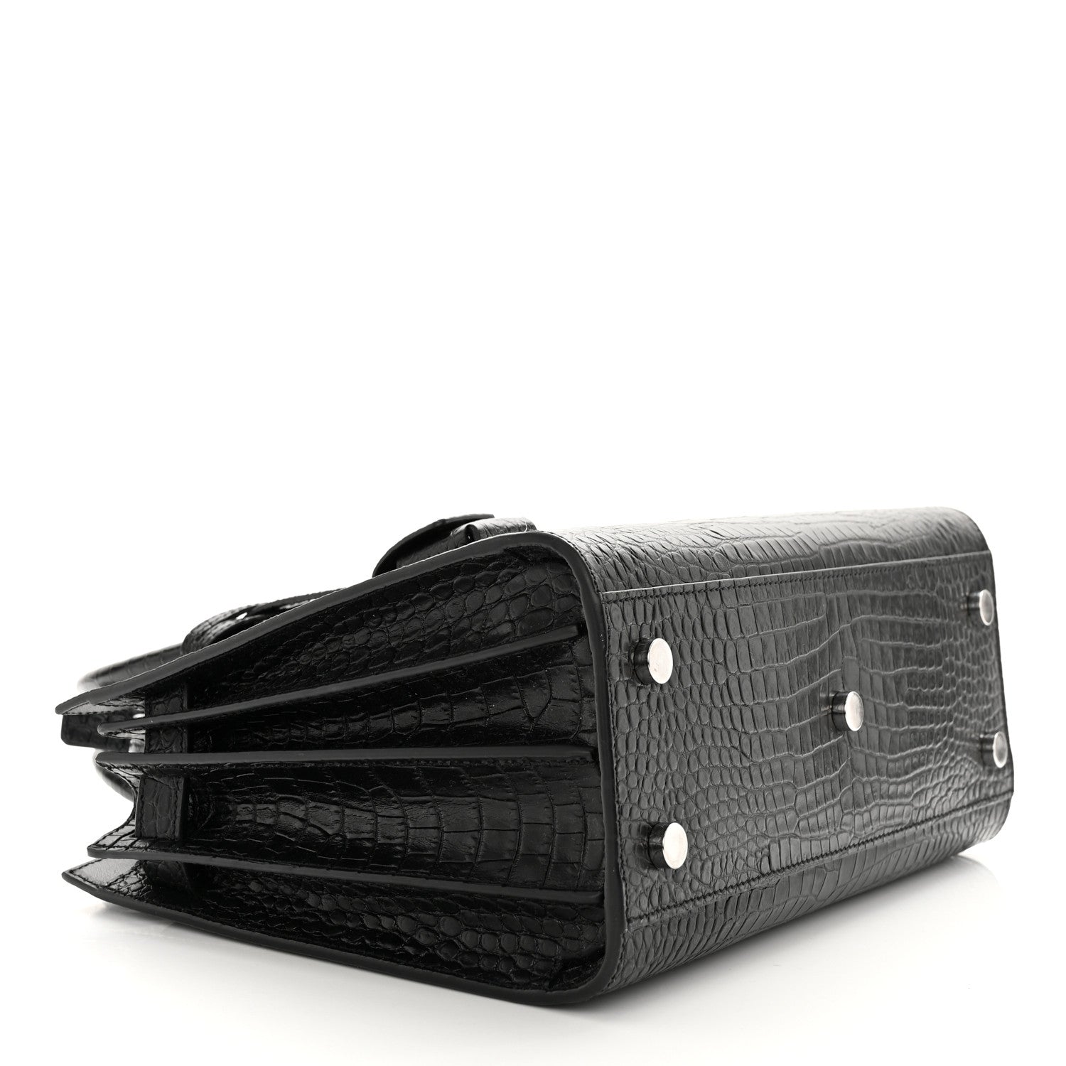 Saint Laurent Calfskin Crocodile Embossed Baby Sac De Jour Black 5 of 15