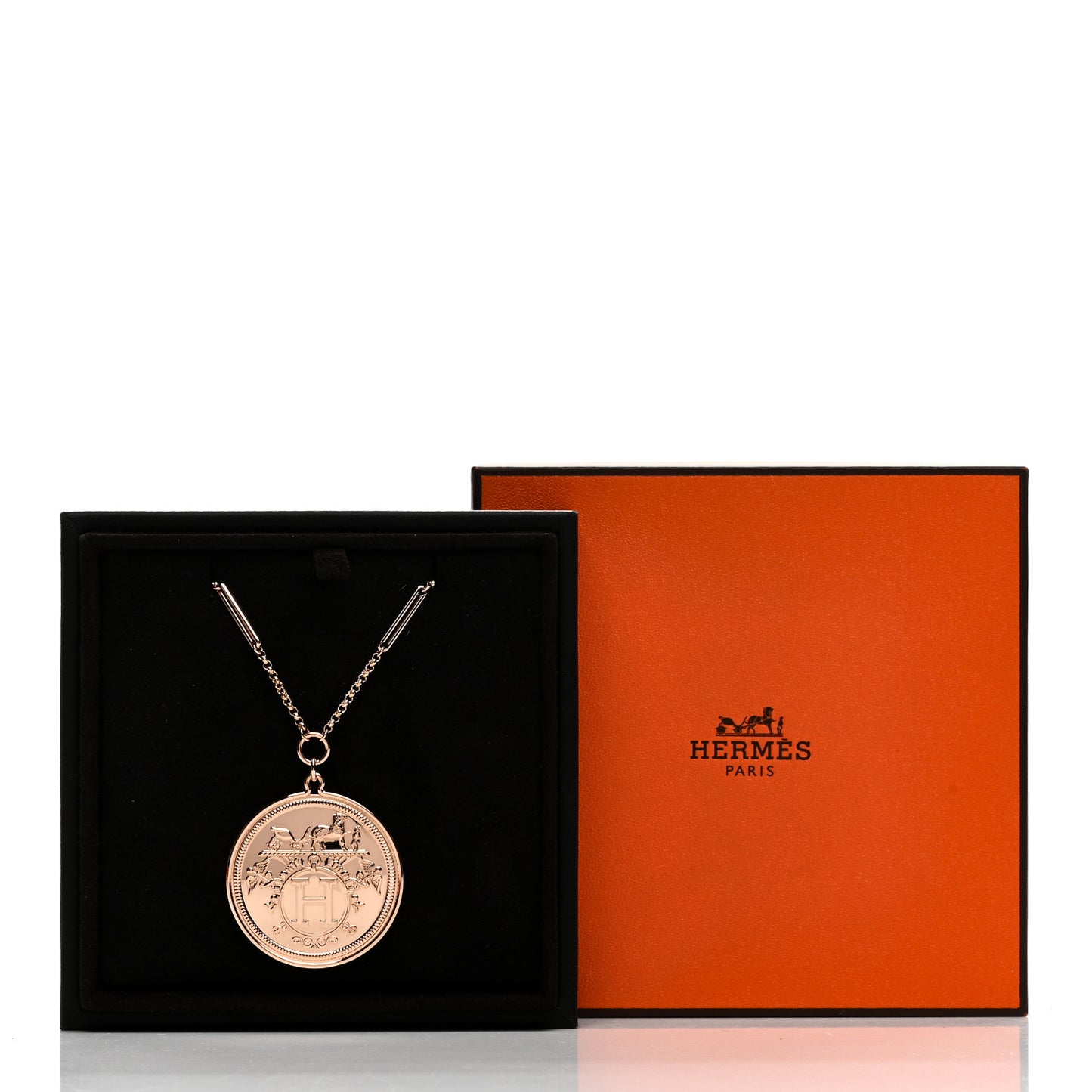 18K Rose Gold Diamond TGM Ex-Libris Pendant Necklace ST