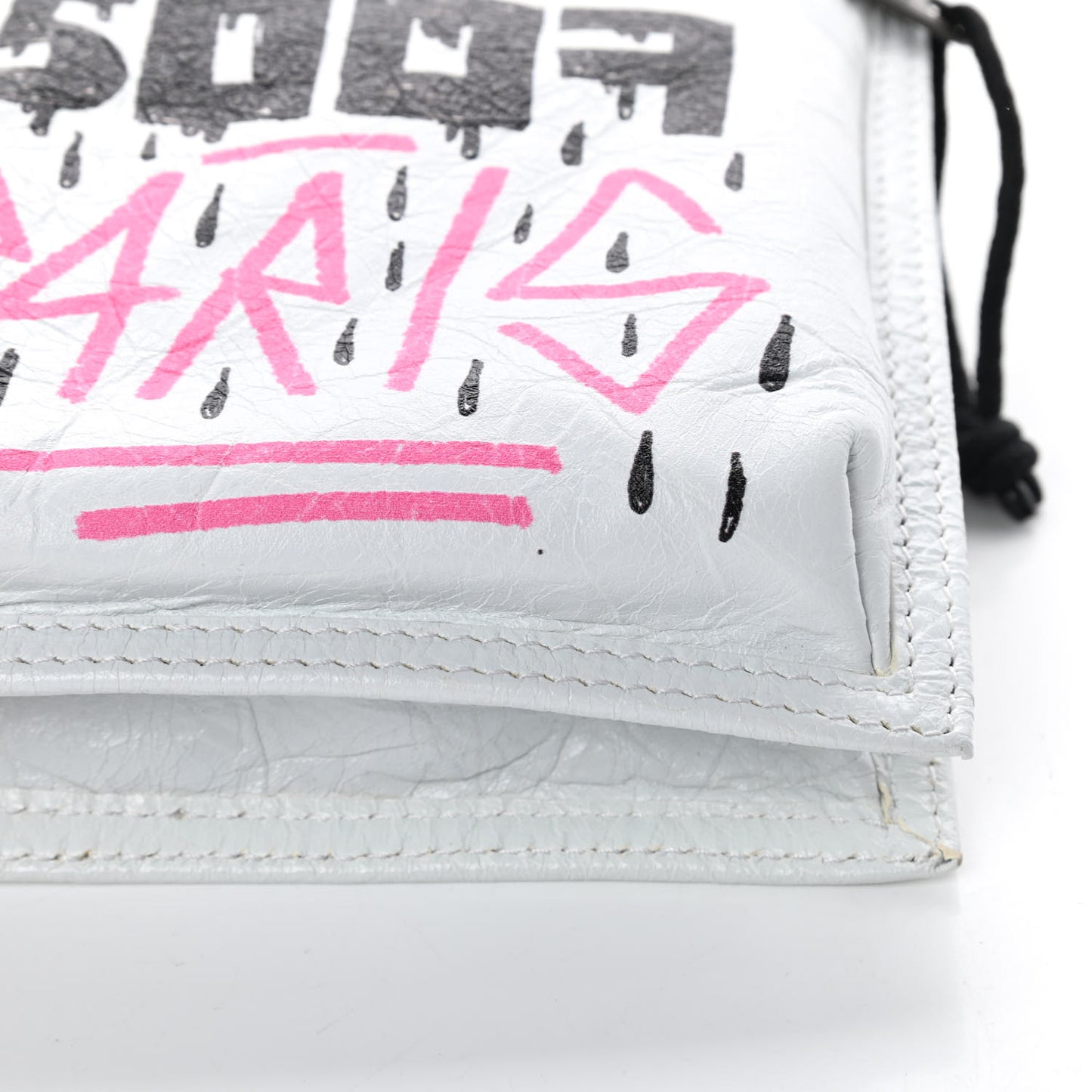 Agneau Arena Graffiti All Over Small Explorer Pouch with Strap White Multicolor