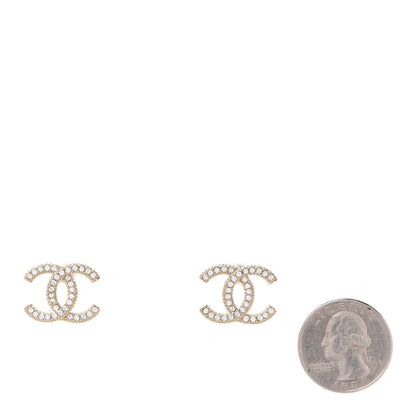 Chanel Crystal CC Earrings Light Gold 2 of 5