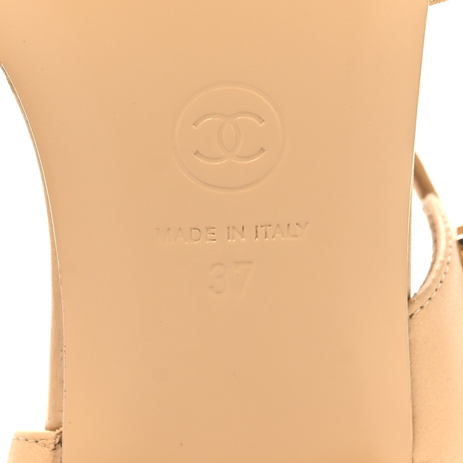 Chanel Lambskin CC Flat Sandals 37 Beige 7 of 8