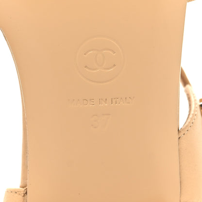 Chanel Lambskin CC Flat Sandals 37 Beige 7 of 8