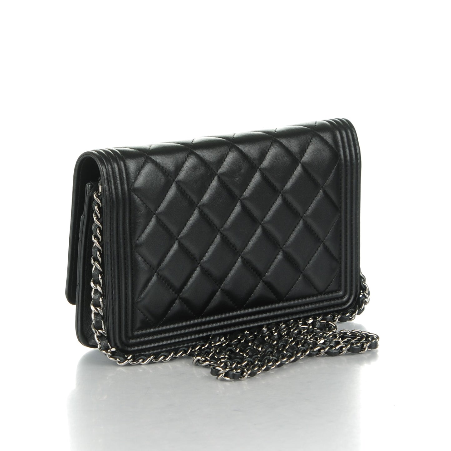Lambskin Quilted Boy Wallet On Chain WOC Black