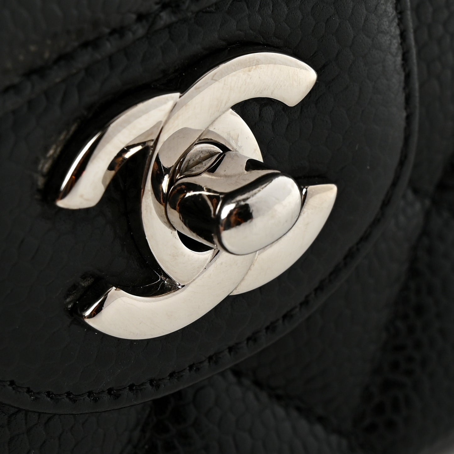 Caviar Quilted Medium Double Flap Black