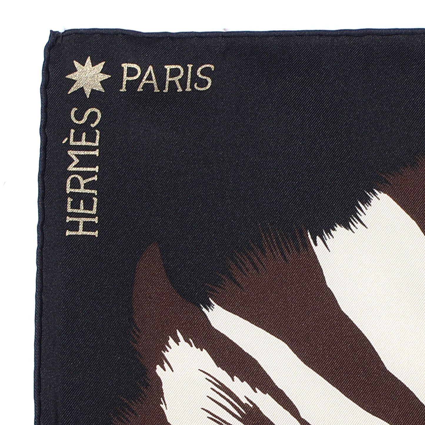 Silk Twill Zebra Pegasus Scarf 90 Noir Bronze Marron