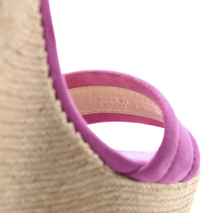 Gucci Kid Scamosciato Ophelia Espadrille Platform Wedge Sandals 37 Rododendro 7 of 10