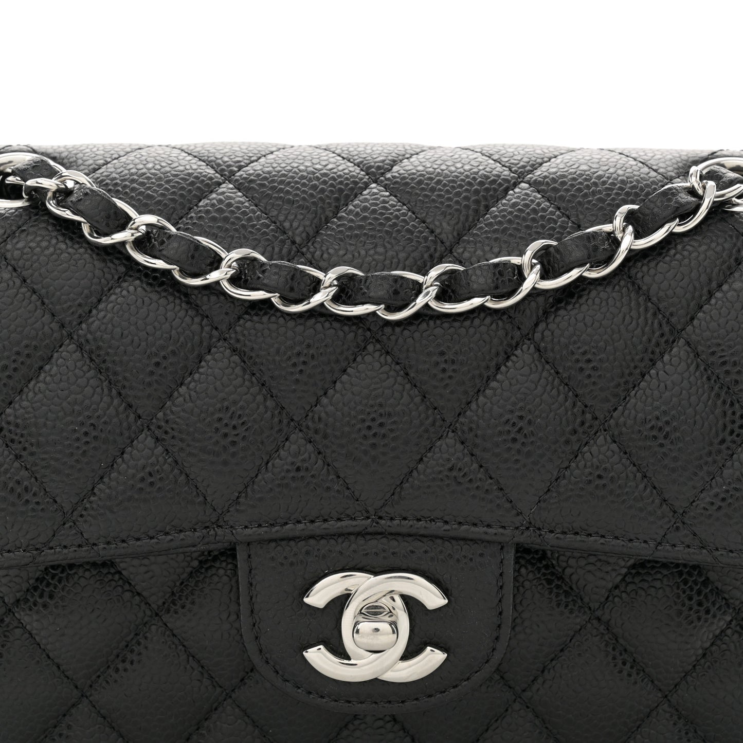 Caviar Quilted Small Double Flap Black