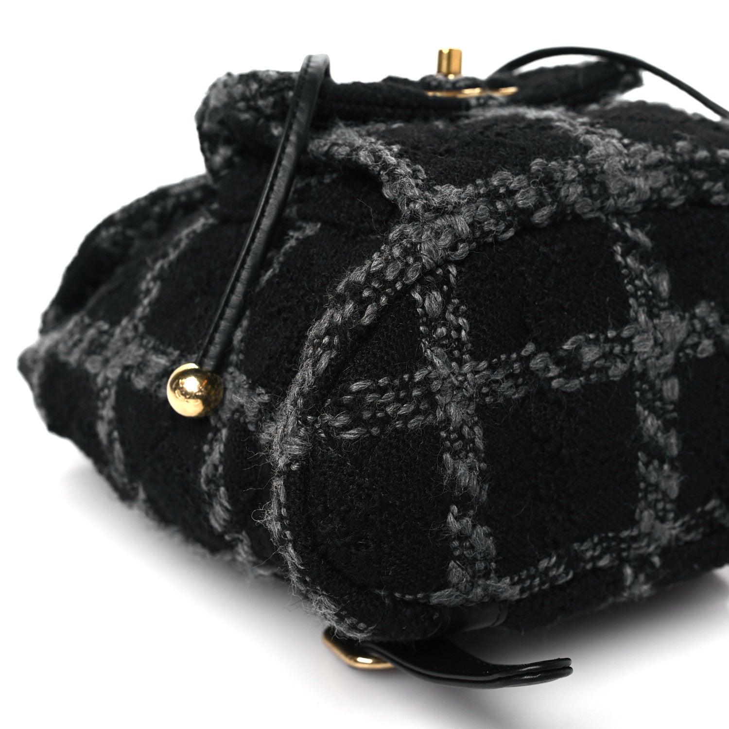 Chanel Wool Tweed Elegant Backpack Black Grey 9 of 11
