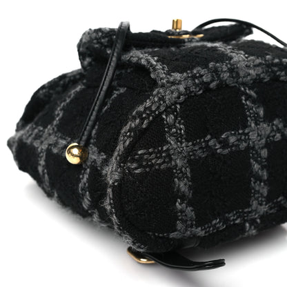 Chanel Wool Tweed Elegant Backpack Black Grey 9 of 11