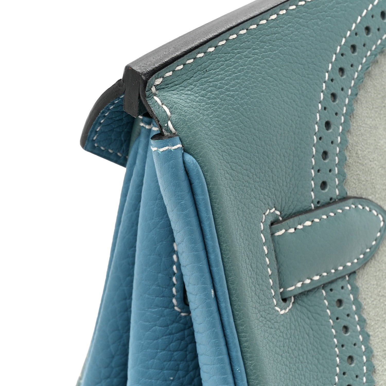 Hermes Veau Doblis Taurillon Clemence Evergrain Ghillies Birkin 35 Turquoise Ciel 13 of 14